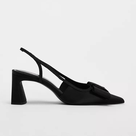 NWOT - Zara Slingback Heels with Bow - Picture 5 of 9